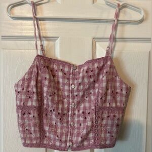 American Eagle Outfitters Women’s Pink Checkered Cropped Tank Top- NWT